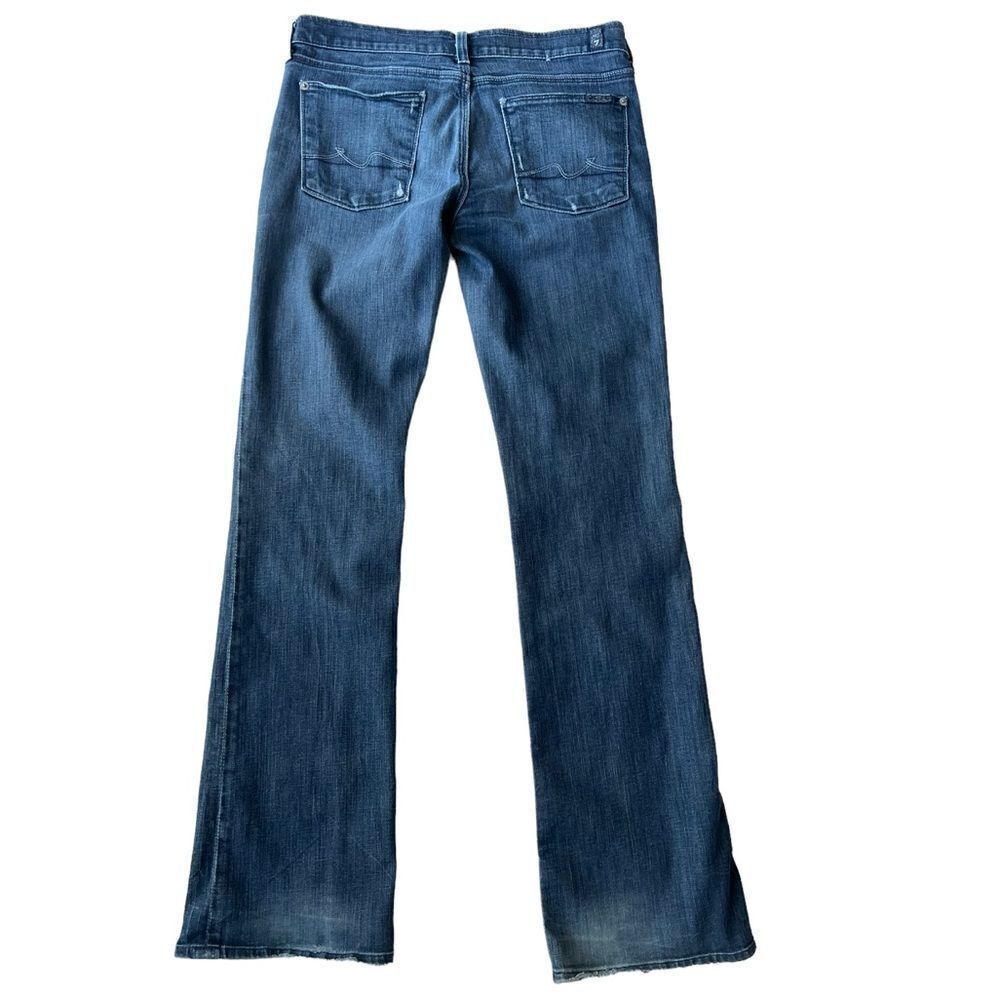 7 for All Mankind Bootcut Faded Denim Distressed Frayed Hem Jeans sz 28